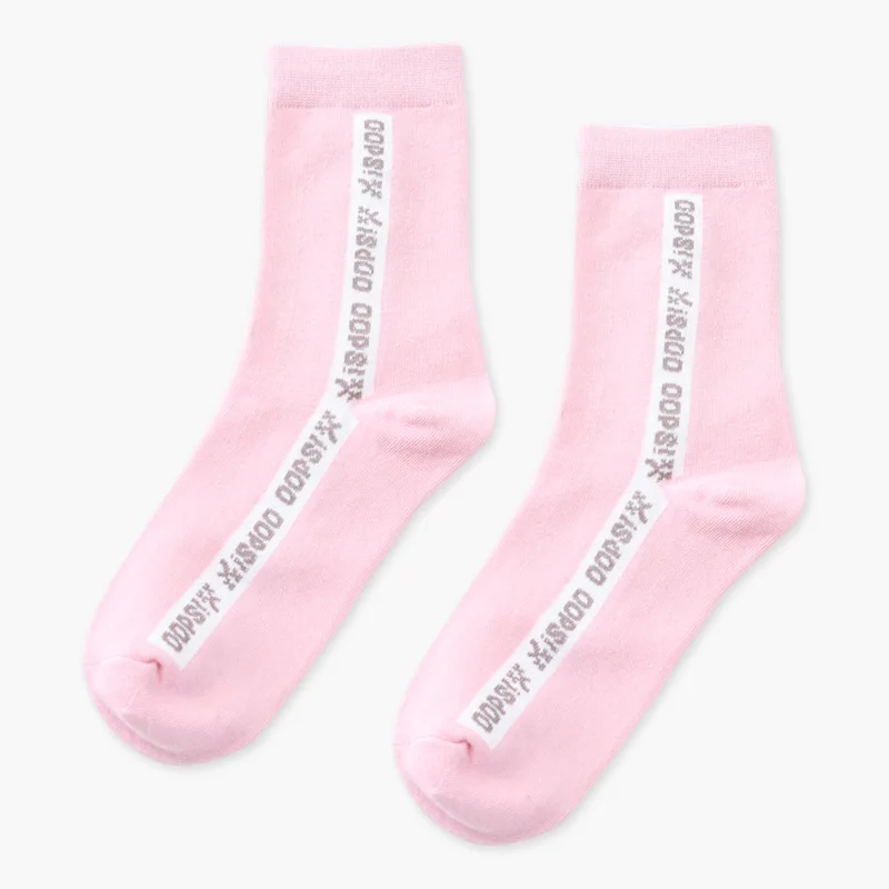 pink 1 пара/лот, Хлопковые женские носки, Meias, носки с буквенным узором, женские разноцветные чулки для девочек, черные, белые, Sox - Цвет: pink