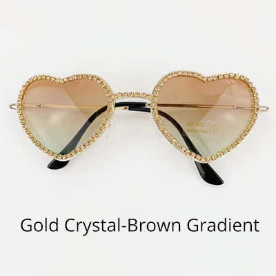 Gold Crystal-Brown Ralferty шикарные хрустальные Солнцезащитные очки женские брендовые дизайнерские солнцезащитные очки в форме сердца женские градиентные солнцезащитные очки с разноцветными линзами G1712 - Цвет линз: Gold Crystal-Brown