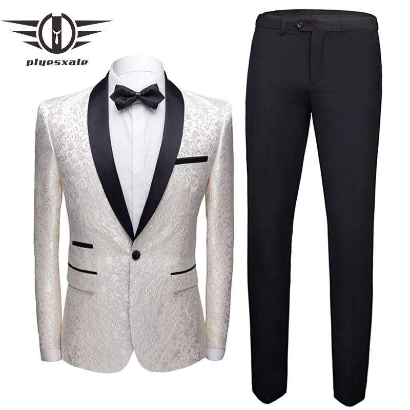 Мужские свадебные костюмы Plyesxale бежевого черного синего бордового цветов с