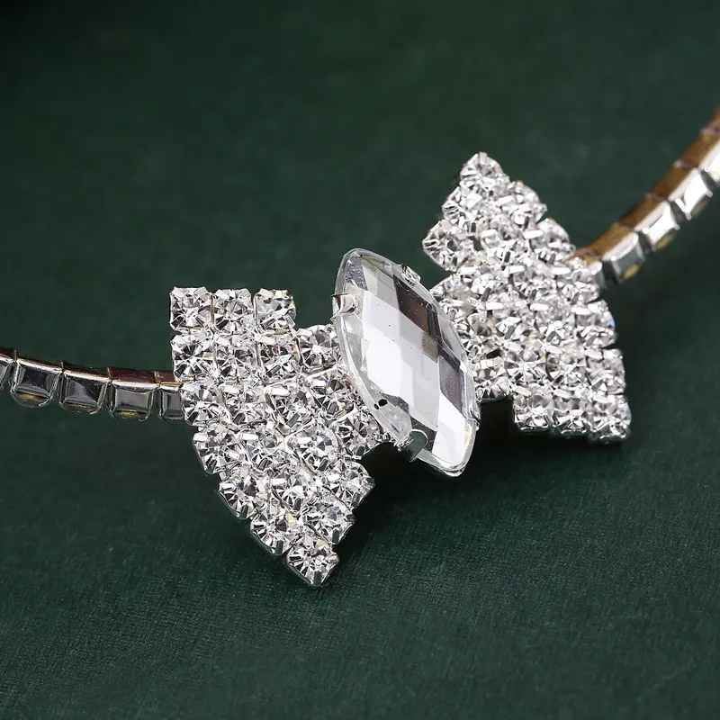 Brilliant Bow Decorative Torques Full Crystal Alloy Necklace For Girls Statement Stereotypes Choker | Украшения и аксессуары
