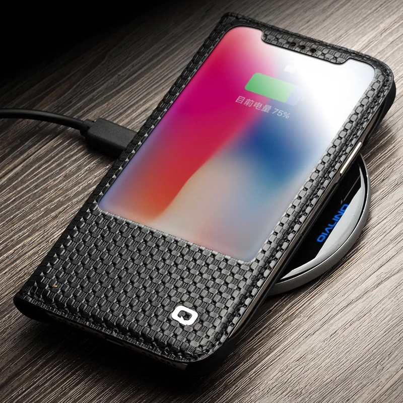 QIALINO роскошный чехол ручной работы из натуральной кожи в деловом стиле для iPhone X 5 8