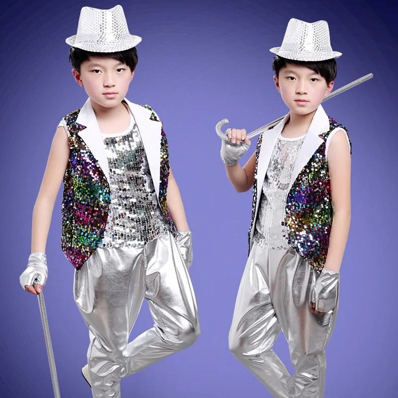 DJGRSTER Новинка Дети пайетки сцены джаз танцевальные костюмы хип-хоп танцевальный