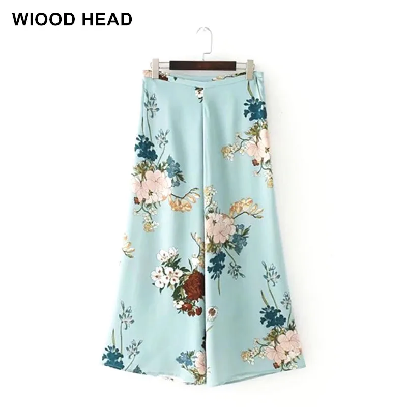 2017 Для женщин Винтаж цветочный Широкие брюки стороны молнии Европейский Стиль