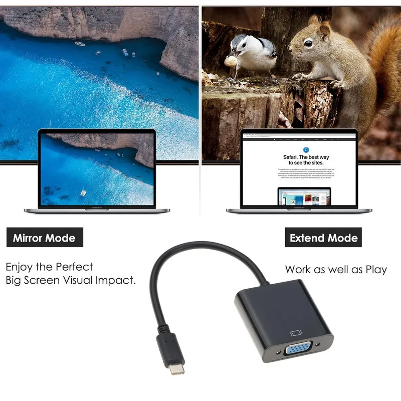 Кабель-адаптер Kebidu Type C-VGA USB 3 1-VGA адаптер для Macbook 12 дюймов Chromebook Pixel Lumia 950XL горячая