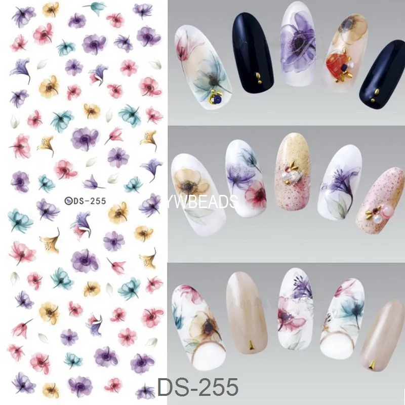 1 шт. водяной знак маникюр большой лист наклейки на Рождество Хэллоуин DS247-256