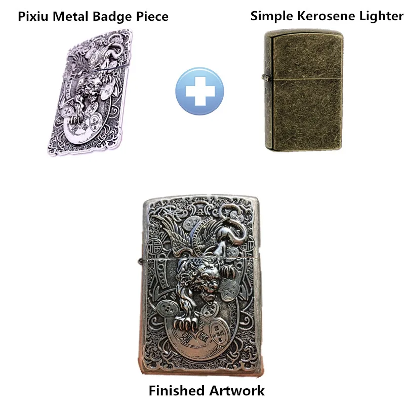 1 шт. Pixiu металлический значок DIY Замена для Zippo керосин масляная отделка для прикуривателя клей на металлической детали Декор прекрасный Noverty