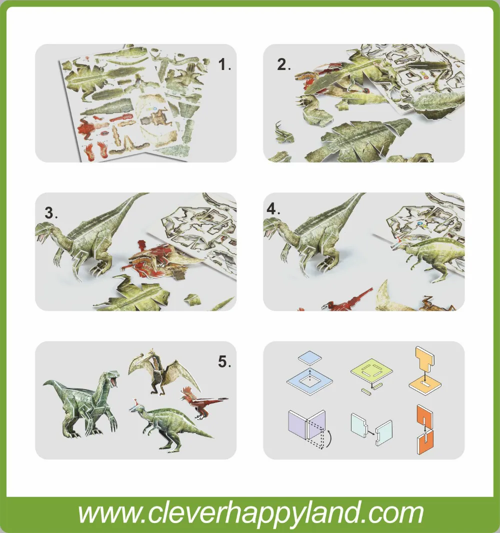 

2014 new clever&happy land 3d puzzle model Koreanosaur jigsaw puzzle diy paper model games for children paper