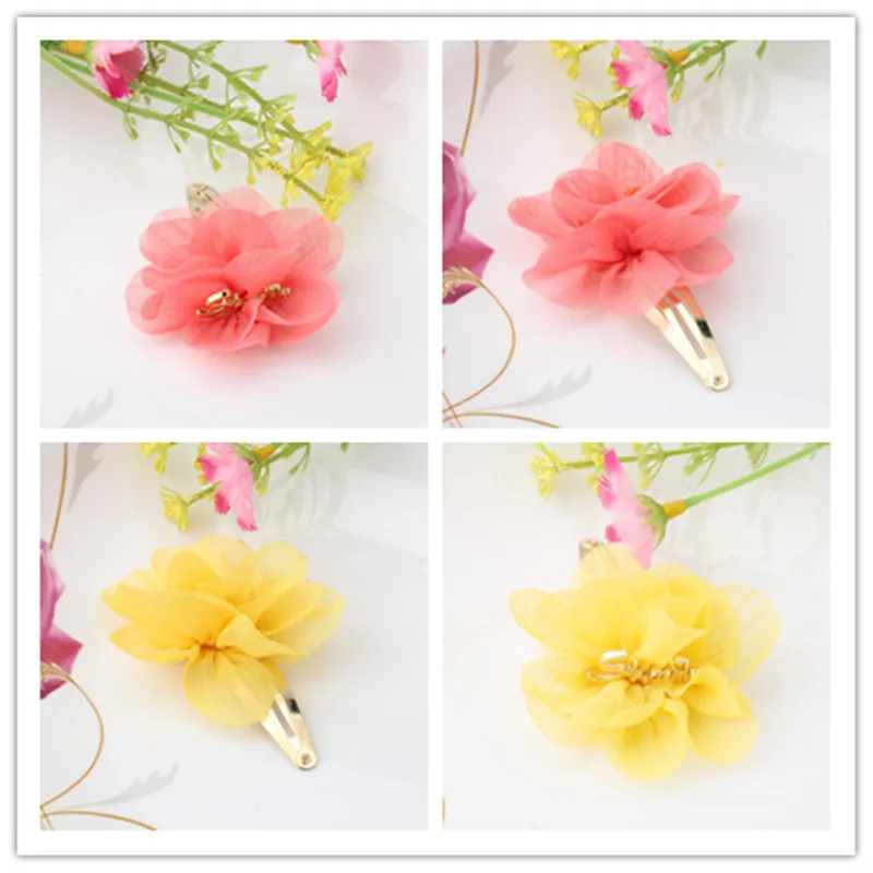 Горячая Распродажа летние стильные шифоновые заколки с цветами Детские
