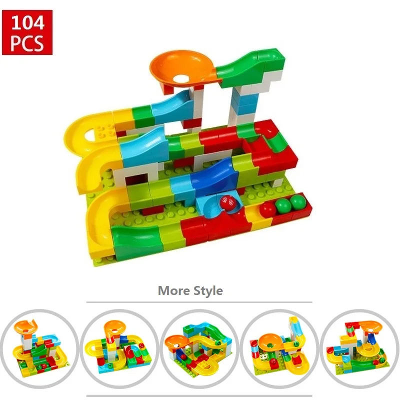 

Marble Race Run Maze Balls Track Building Blocks Kids Toy Big Size DIY Construction Brick Compatible Toys Drop shipping