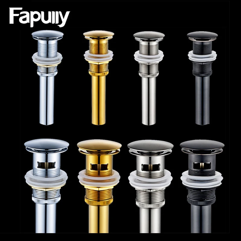 

Fapully Solid Brass Bathroom Lavatory Sink Pop Up Drain With/Without Overflow Black/Chrome/Gold/Oil Rubbed Bathroom Accessories
