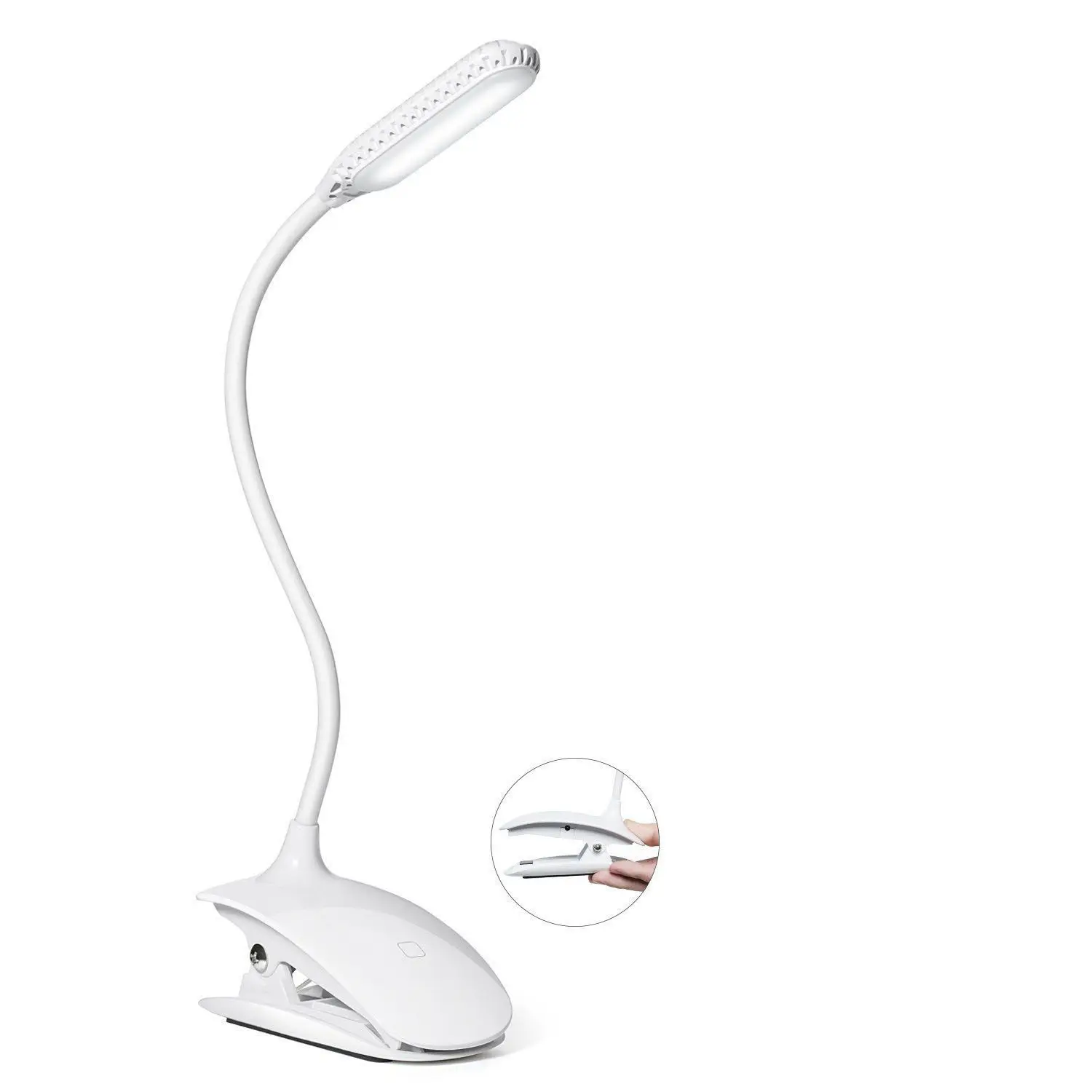 Led Clip Reading Light Daylight 12 Leds Lamp-3 Brightness USB Rechargeable Touch-Switch Bedside Book | Освещение