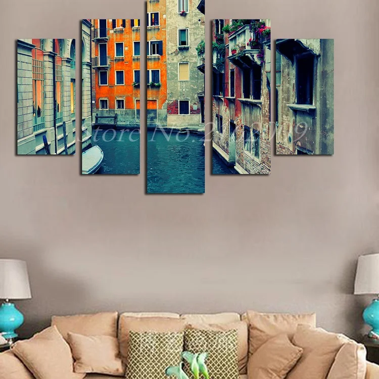 Без рамки красота город пейзаж вид домашнее искусство картина Ночной плакаты