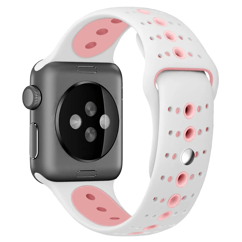 Двойной Цветной спортивный ремешок для Apple Watch 42 мм 38 серия IWatch 3 2 1 силиконовый