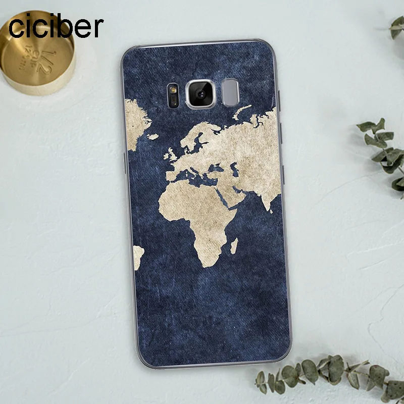 Ciciber карта мира план путешествий Мягкий ТПУ чехол для телефона samsung Galaxy S7 Edge S8 S9 Plus