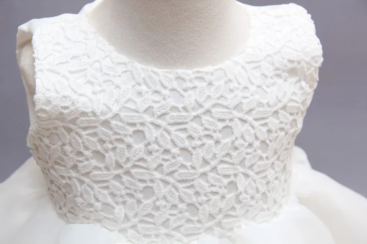 

2021 Summer New Baby Girls Baptism Dress With Hat Ball Gown Solid Dress Formal Baptism Clothes Vest Dress SKF154701