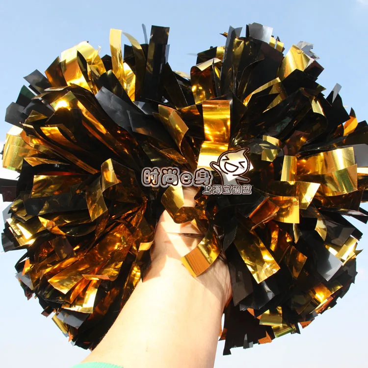 

10pcs Cheerleading pom Metal gold + black1,000*3/4" wide streamers handle