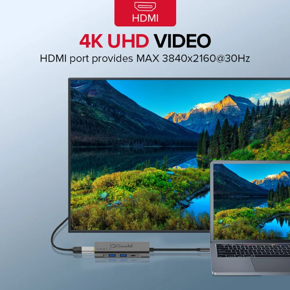 QGeeM 7в1 USB C Hub Huawei P20 Mate 20 Pro Type до 3.0Hub HDMI кардридер Thunderbolt3 адаптер для MacBook Pro|USB-хабы| |