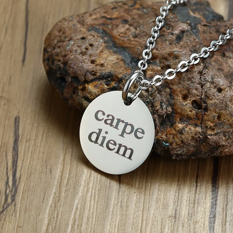 Ручная монета чокер ожерелье Carpe Diem кулон круглый для мужчин и женщин Серебряный