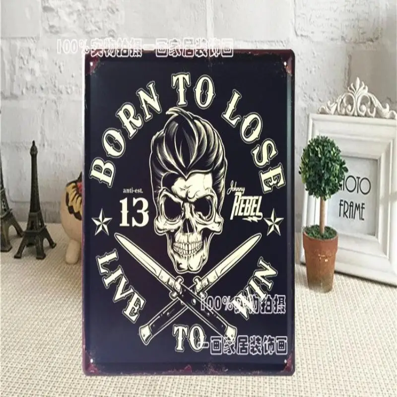 Винтажная металлическая картина &quotBORN TO LOSE&quot Тарелка модный ретро кофейный