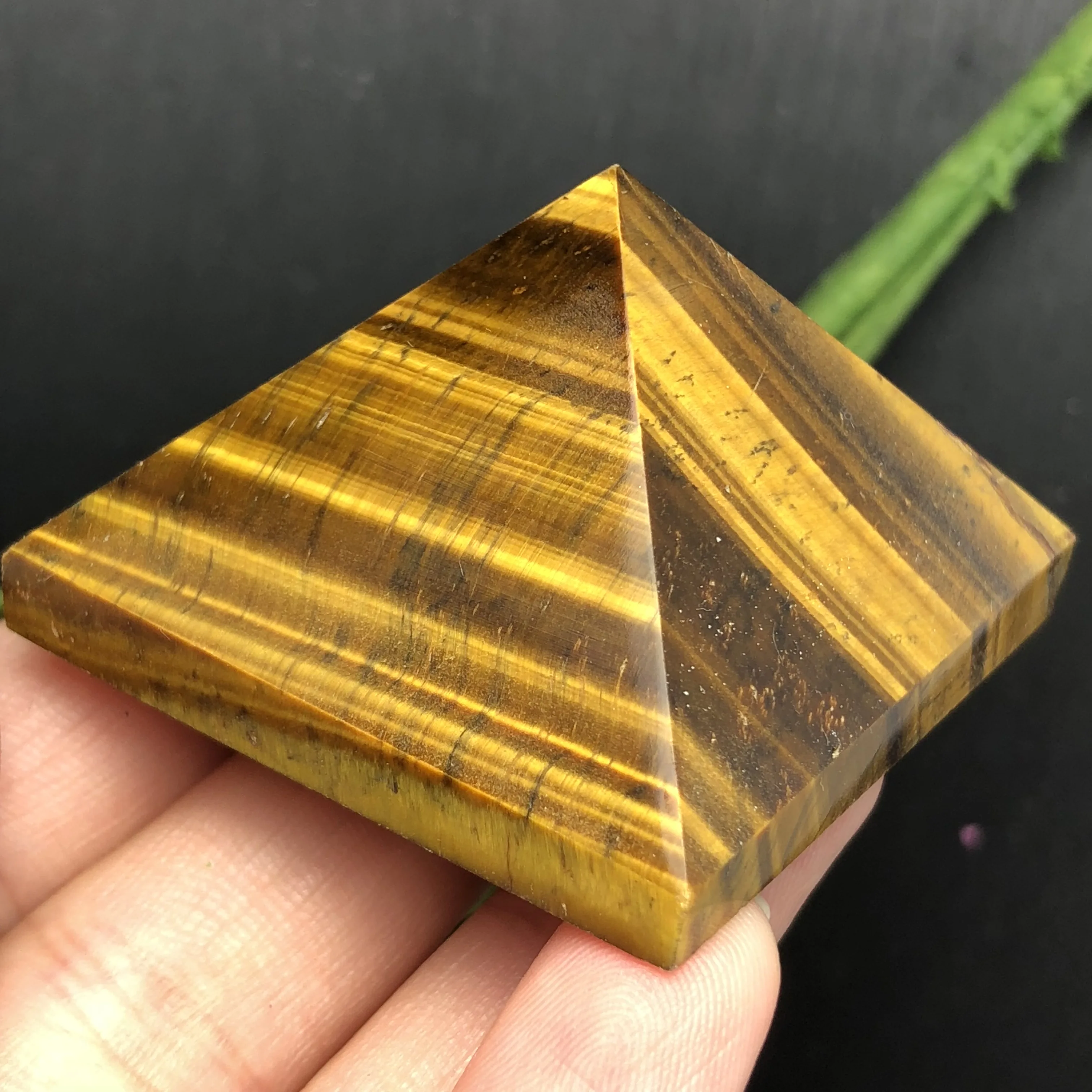 

Natural tiger eye crystal mineral quartz carved pyramid chakras stone carvings healing reiki decoration