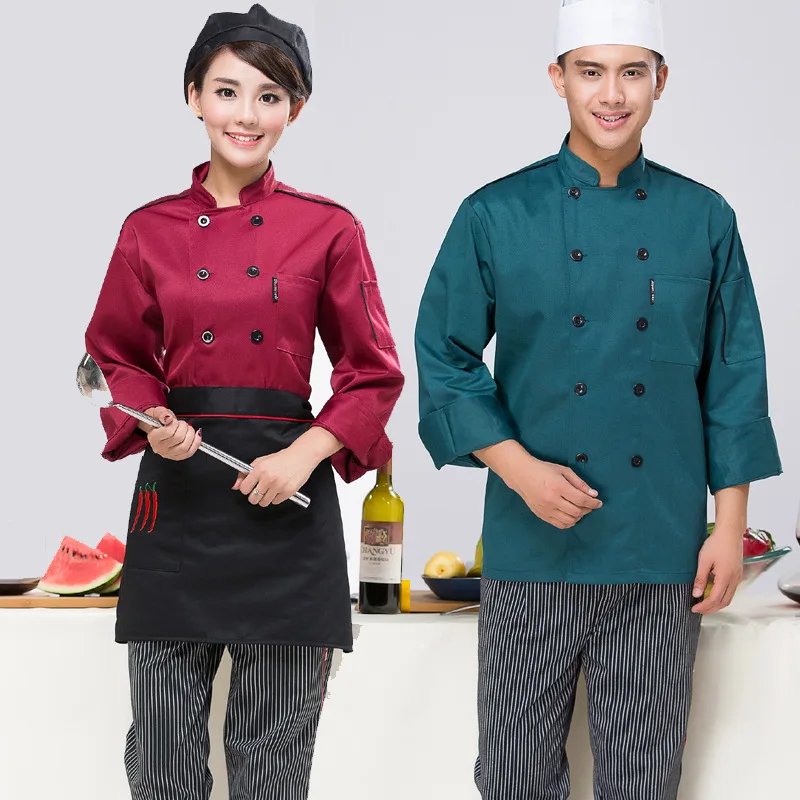 

Cooks Kitchen Clothes High Quality Chef Uniforms Plus Size Adult Restaurant Chefs Apparel Ladies Chefwear Long Sleeved B-5553