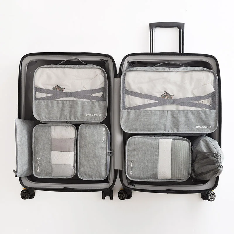 Kofy-organizador de maletas de alta calidad, bolsa de equipaje, cubos de embalaje para lavandería, bolsa de almacenamiento para ropa, 7 unids/set por juego