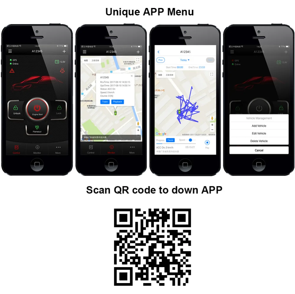 IOS Android GPS GSM Автомобильная сигнализация кнопка пуска с PKE бесключевая система
