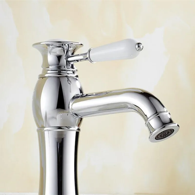 

LIUYUE Basin Faucets Chrome Brass Tall/Low Bathroom Basin Mixer Faucet Deck Mounted Hot Cold Water Crane Mixer Taps Torneira