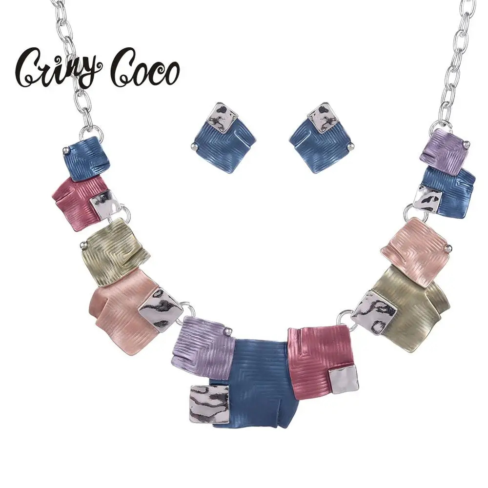 Женское Ожерелье с эмалью Cring Coco Серебряное колье простой геометрической