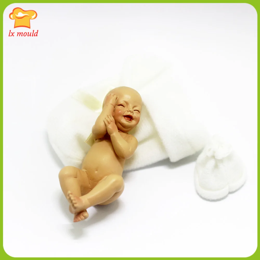 

New born Sleeping Baby Shape Silicone Fondant Mold Cake Decorating 3D Mould