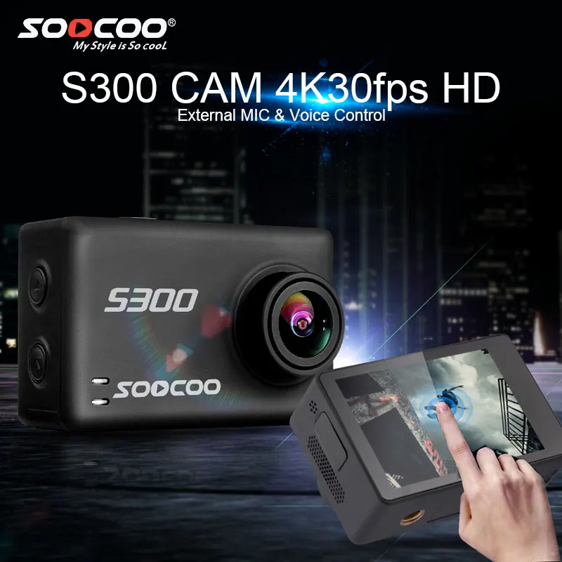 SOOCOO S300 4 k экшн Камера с Hi3559V100 + IMX377 и 2 35 &quotСенсорный экран EIS внешний микрофон Wi-Fi