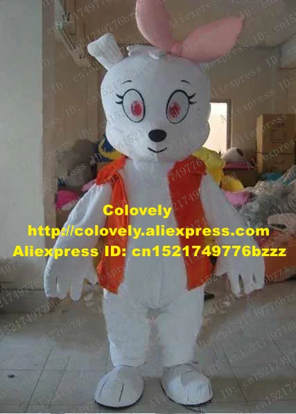 Яркий белый кролик костюм-талисман Mascotte Jackrabbit Lepus Hare для взрослых с большим