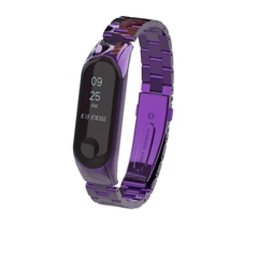 Purple Mi Band 4 металлический ремешок из нержавеющей стали для Mi Band 3 4 ремешок совместимый браслет Miband 3 4 браслеты Pulseira Miband3 Miband4 - Цвет: Purple