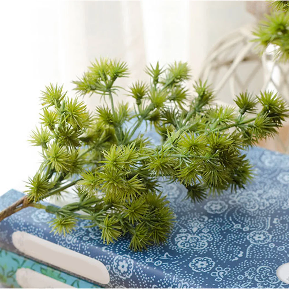 Мини Искусственные цветы пластиковый букет хвои веточка DIY Craft ленты для волос декоративные моделирования домашние декоративные растения
