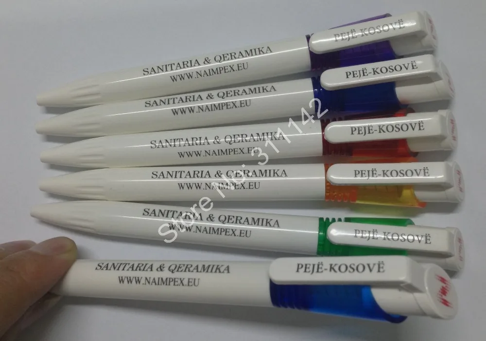 Новый тип белая рекламная Толстая пластиковая шариковая ручка отпечаток