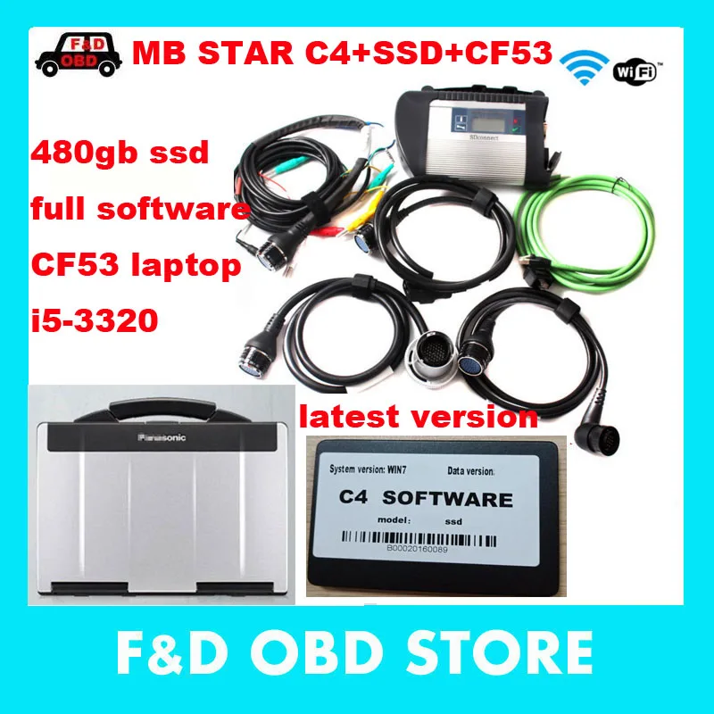 MB Star C4 SD Connect + SSD 480g CF53 i5 полная система программного обеспечения Compact 4 DHL