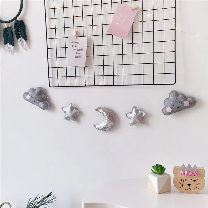 Горячая фетровая гирлянда с облаком/луной, вечерние баннеры, детская комната, подвеска для детской комнаты, Настенный декор, рождественские лучшие подарки, украшение для душа ребенка