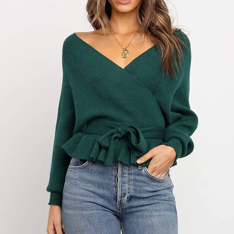 Осень 2019 элегантные шикарные сексуальные бохо желтые женские свитера размера