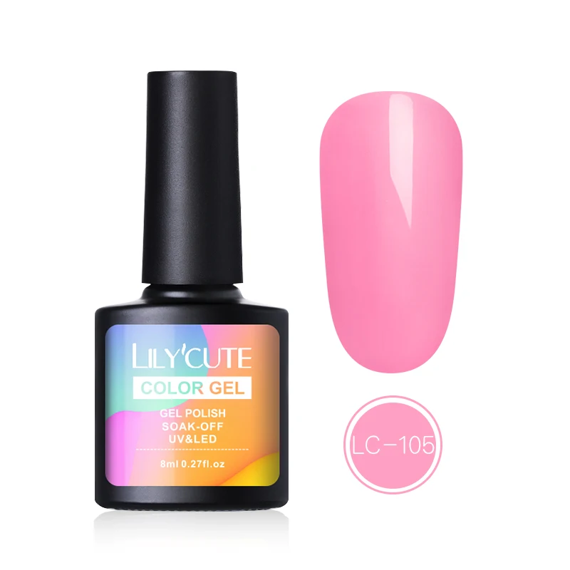 LC 105 LILYCUTE 8 мл гель для ногтей с блестками лак для живого кораллового апельсина чистый цвет для ногтей Полупостоянный отмачиваемый УФ светодиодный гель лак для ногтей - Цвет: LC 105