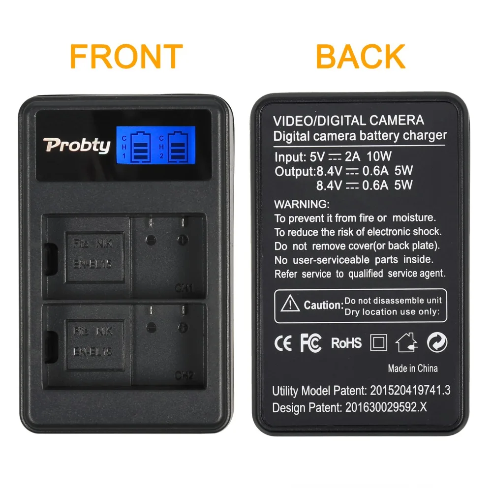 PROBTY New EN-EL15 EN EL15 ENEL15 USB LCD Dual Charger For Nikon D600 D610 D600E D800 D800E D810 D7000 D7200 V1 | Электроника