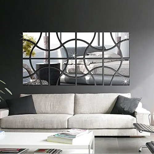 

Multipieces =4pcs Squares Acrylic Mirror Effect Wall Stickers Modern Design DIY Fashion 3D Wall Decals For Office Home Deco