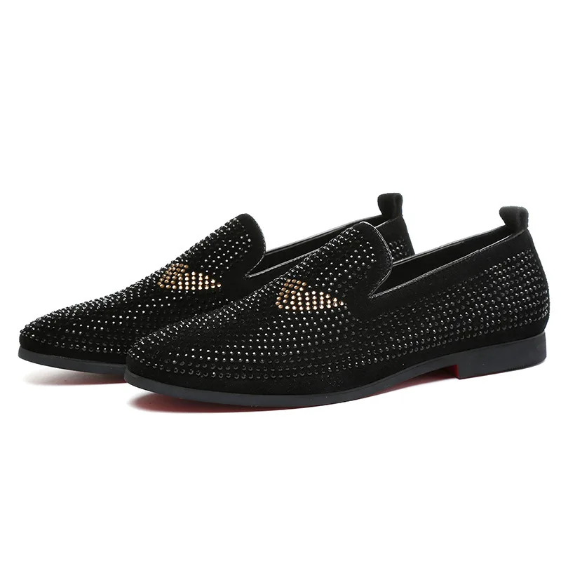 Luxury Full Shining Bricks Decoration Mens Formal Dress Shoes Soft Sole Slip-on Loafers Big Size Party Casual ST358 | Обувь