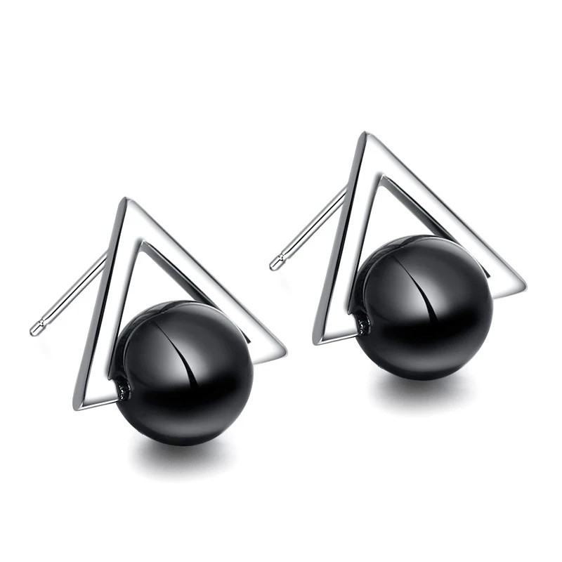 XIYANIKE 925 Sterling Silver Minimalist Fashion Geometric Natural Crystal Triangle Jewelry Sets For Women Ear Accessories NE+EA