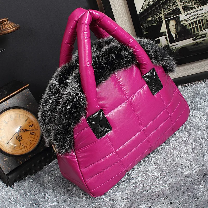 Новинка 2019 зимняя теплая женская сумка тоут из кроличьего меха через плечо с