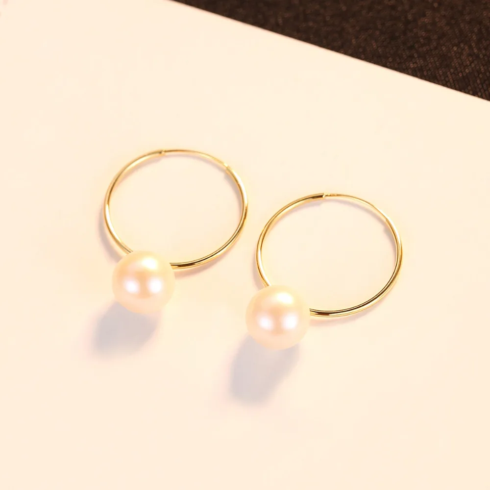 Женские серьги кольца с жемчугом DR 18 K натуральный круглый шар ювелирные