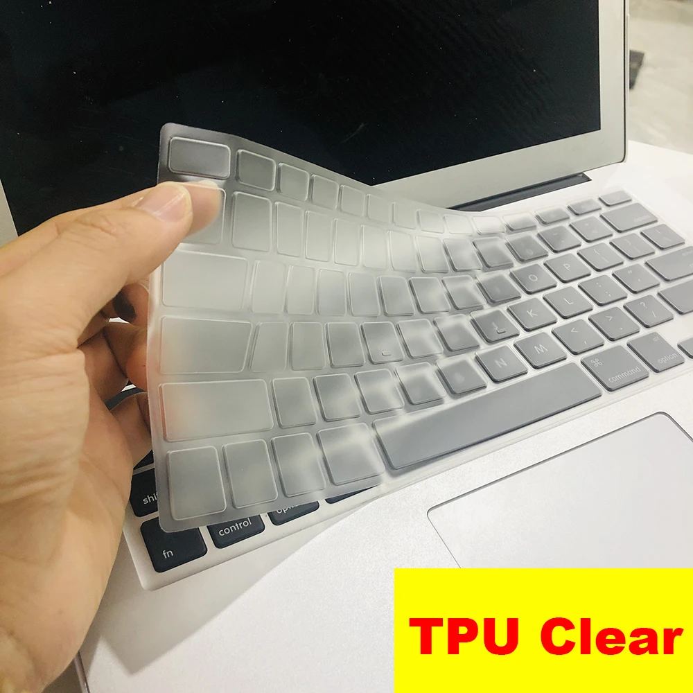 Для Apple Macbook air pro retina EU/US версия A1466/1502/1398/1534/1990 Клавиатура Чехол Silica гелевый из термопластика прозрачный протектор пленка
