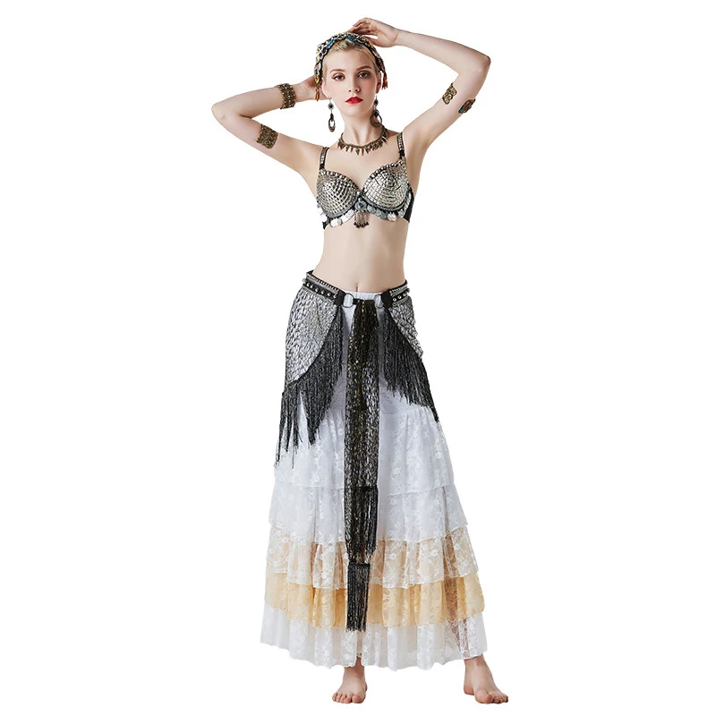 Племенной Сексуальные костюмы для танца живота комплект из 3 предметов в