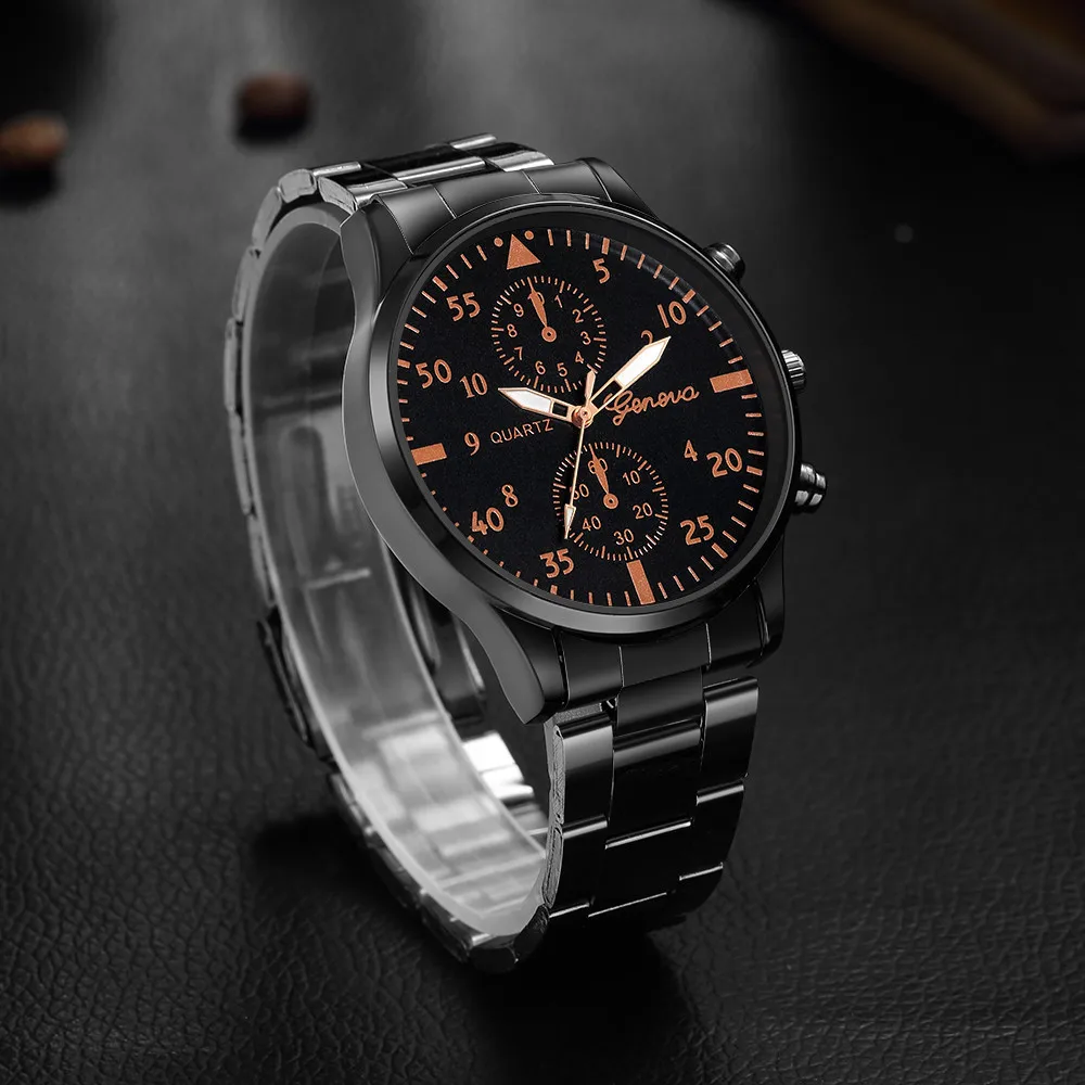 Мужские наручные часы роскошные модные кварцевые аналоговые из нержавеющей