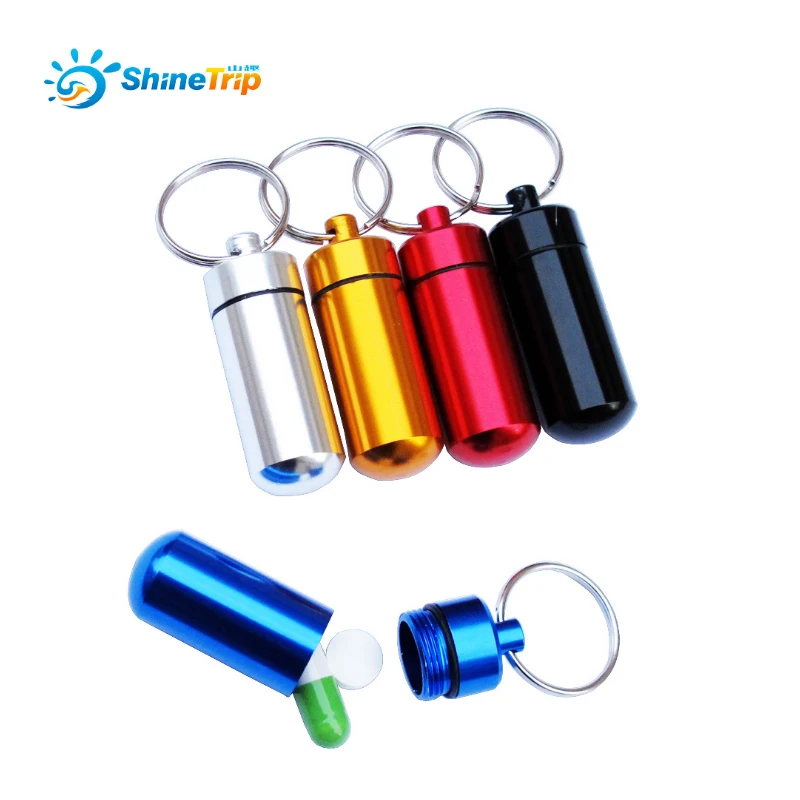 

ShineTrip 9PCS small metal container aluminum alloy pill box holder keychain medicine packing bottle Storage Outdoor tools