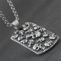 gothic skeleton tag necklace casting titanium stainless steel skull head pendant necklace for men hip hop jewelry